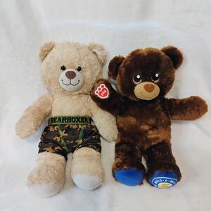 Lot Of 2 Build A Bear BAB Plush Teddy Bear Cream Brown 15" Stuffed Toy Animal